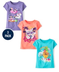 Girls Summer Graphic Tee 3-pack – Multi Clr Girls Summer Graphic Tee 3-pack – Multi Clr