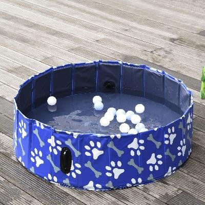 Pawhut Folding Dog Pool Portable Pet Kiddie Swimming Pool, Outdoor/indoor Puppy Bath Tub