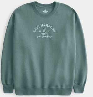 Women Oversized East Hampton New York Graphic Crew Sweatshirt