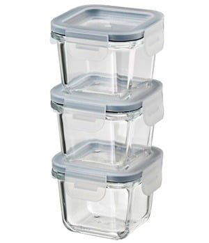 Food Container With Lid, Square/glass, 180 Ml (6 Oz)