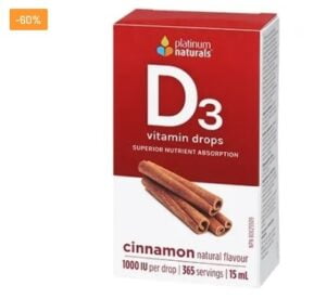 Platinum Naturals Vitamin D3 Drops Cinnamon 15ml Platinum Naturals Vitamin D3 Drops Cinnamon 15ml