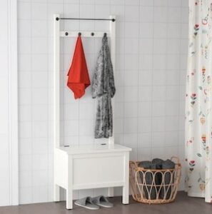Storage Bench W/towel Rail+4 Hooks, White Storage Bench W/towel Rail+4 Hooks, White