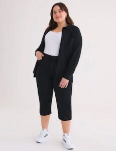 Cotton Capri With Ribbed Waistband Cotton Capri With Ribbed Waistband