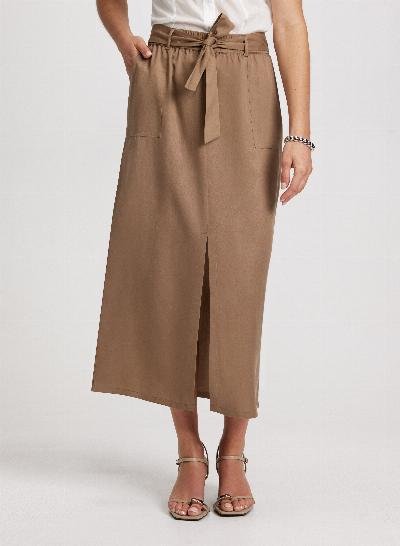 Front Slit Midi Skirt