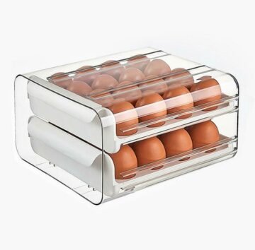 2-layer Stackable Egg Storage Holder For Refrigerator With Handles