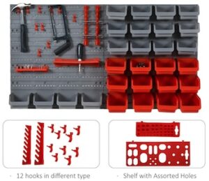 Durhand 44pc Wall Mounted Storage Bins Parts Rack Kit Durhand 44pc Wall Mounted Storage Bins Parts Rack Kit