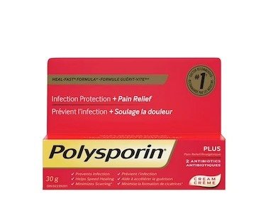 Polysporin Plus Pain Relief Antibiotic Cream, Heal-fast Formula, 30g