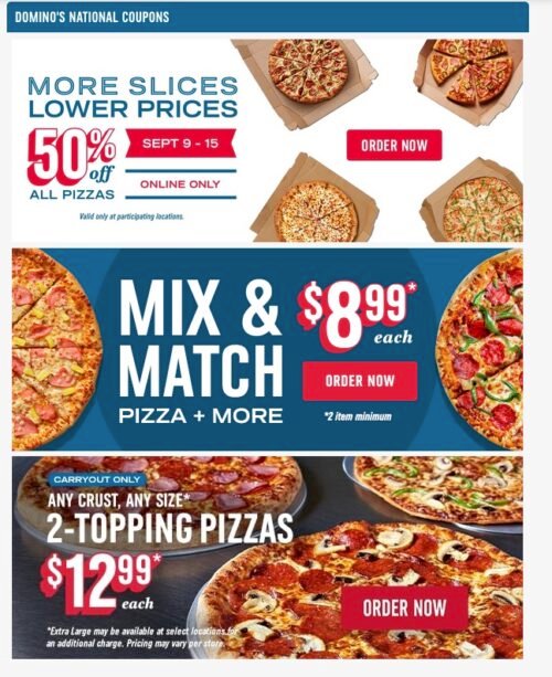 Domino’s National Offers Sept 9 – Sept 15