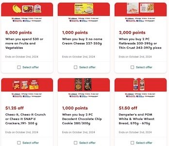 PC Optimum Digital Coupons