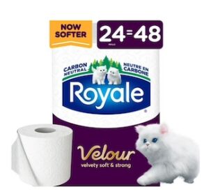 Royale Velour Toilet Paper, 24 Equal 48 Bathroom Tissue Rolls Royale Velour Toilet Paper, 24 Equal 48 Bathroom Tissue Rolls