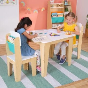 Pocket Storage Table & 2 Chair Set – Natural, Age 4+ year