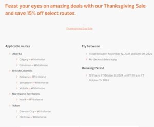 Air North – Thanksgiving Sale – 15% Off Select Routes Air North – Thanksgiving Sale – 15% Off Select Routes