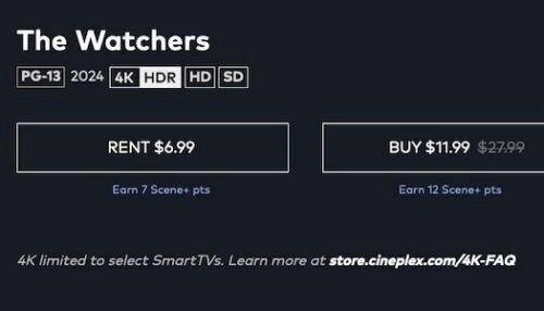 Cineplex Store – Watchers 2024 4K HDR – Movie – Offers