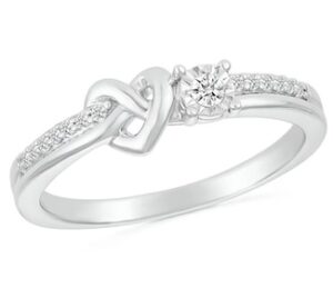 0.085 Ct. T.w. Diamond Knotted Heart Promise Ring In Sterling Silver 0.085 Ct. T.w. Diamond Knotted Heart Promise Ring In Sterling Silver