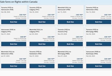 Air Canada – Offers – Book By – October 15, 2024