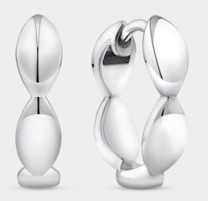 Marquise Shape Huggie Hoop Earrings In Sterling Silver Marquise Shape Huggie Hoop Earrings In Sterling Silver