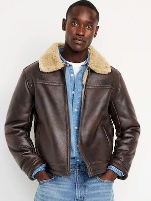 Faux-leather Aviator Jacket