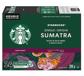 Starbucks® Sumatra Single-origin Dark Roast Ground Coffee K-cup® Pods 24 Ct Box