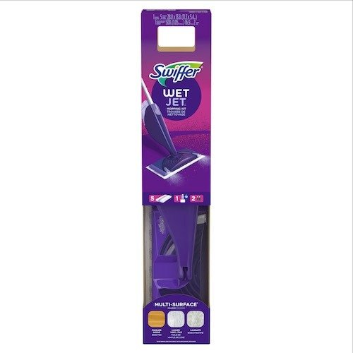 Swiffer Wetjet Floor Mop Starter Kit, 1 Power Mop, 5 Mopping Pads, 1 Floor Cleaner Liquid Solution