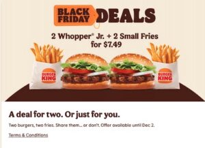 Burger King Canada – Black Friday – Deal for two Burger King Canada – Black Friday – Deal for two