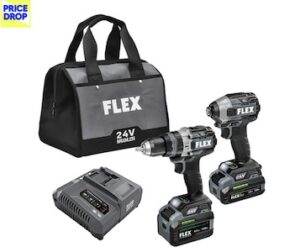 FLEX Set of Hammer Drill Driver and Impact Driver Includes (2) 24V Stacked Lithium Batteries and (1).. FLEX Set of Hammer Drill Driver and Impact Driver Includes (2) 24V Stacked Lithium Batteries and (1) Charger