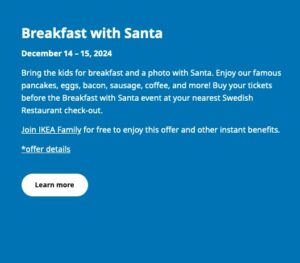 IKEA – Breakfast with Santa Offer IKEA – Breakfast with Santa Offer