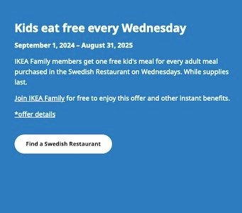 IKEA – Kids Eat Free Every Wednesday