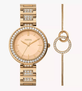 Karli Three-Hand Gold-Tone Watch and Bracelet Set