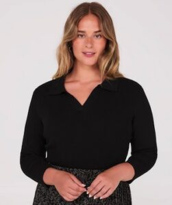 Suzy Shier – Johnny Collar Ribbed Top Suzy Shier – Johnny Collar Ribbed Top