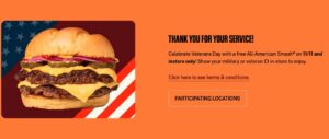 Smash Burger – Veterans Day – Free All-american Smash – Nov 11, 2024 Smash Burger – Veterans Day – Free All-american Smash – Nov 11, 2024