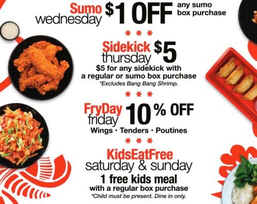 Wok Box – Kids Eat Free Deal – Saturday and Sunday Only