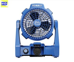 Kobalt 24-V Max Cordless Jobsite Fan – 600-CFM – Blue – Bare Tool without Battery Kobalt 24-V Max Cordless Jobsite Fan – 600-CFM – Blue – Bare Tool without Battery
