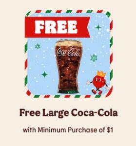 Burger King – Free Coca Cola Offer – Only today Dec 16, 2024 Burger King – Free Coca Cola Offer – Only today Dec 16, 2024