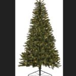 NOMA Pre-Lit Half Christmas Tree with Tree Stand, 200 Incandescent Lights, Green, 7-ft