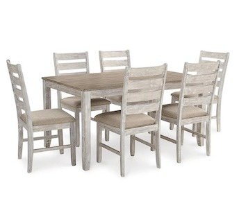 Skempton Dining Set – White/Light Brown / 7 – Piece