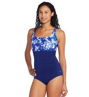 Speedo – Print Blocked Square Neck One Piece Women’s Swimsuit