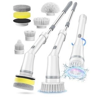 Electric Spin Scrubber, Cordless Cleaning Brush with 6 Replaceable Brush Heads