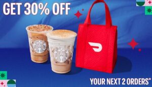 Doordash – 30% off on orders $20+ at Starbucks®, up to $10 off Doordash – 30% off on orders $20+ at Starbucks®, up to $10 off