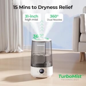Homvana Humidifiers for Bedroom Home, 3.6L Cool Mist Top-Fill