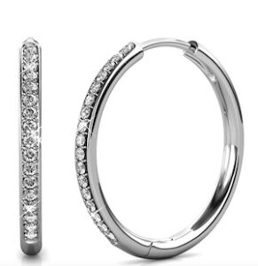 Cate & Chloe Bianca 18k White Gold Drop Dangle Hoop Earrings