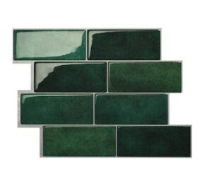 Smart Tiles Metro Fiona Adhesive Backsplash Tiles – Resin – Green – 4 pack