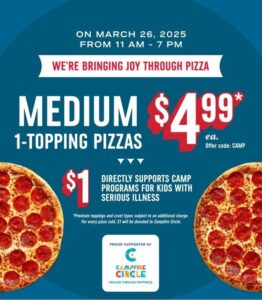 Domino’s Pizza – Medium 1 Topping Pizza Deal